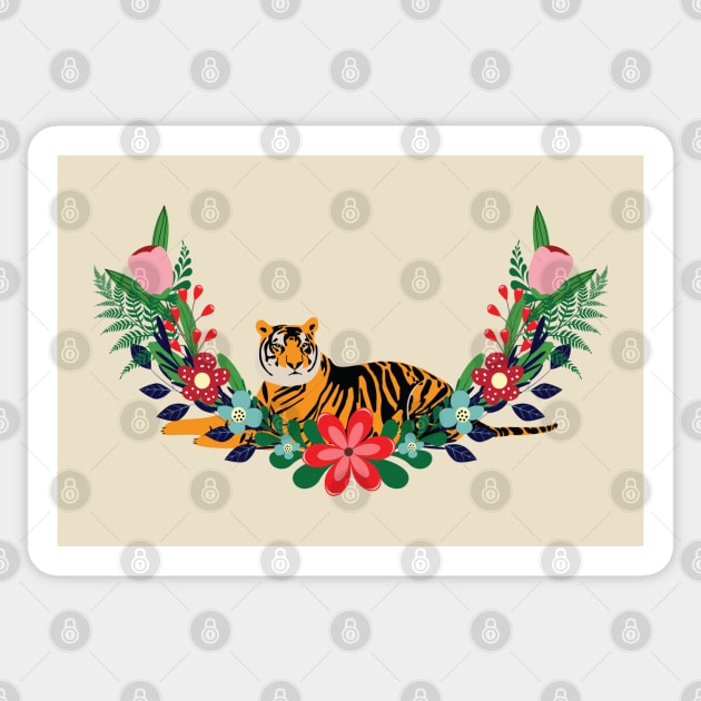 Tiger and flowers Sticker by grafart